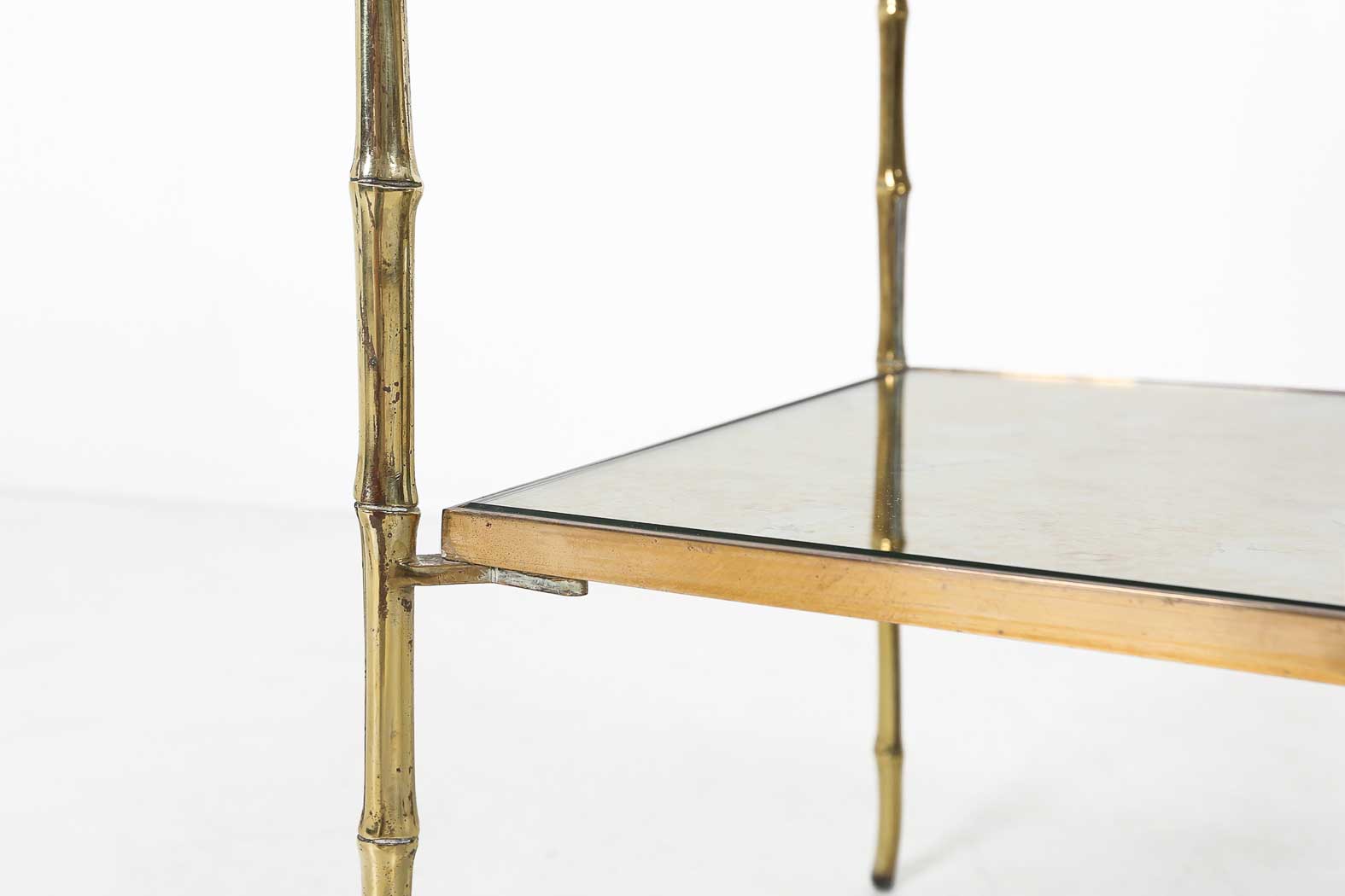 Bronze bamboo coffee table by Maison Bagues Ca.1960thumbnail